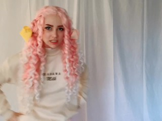 Sexy Neko Girl with Pink Hair Masturbate